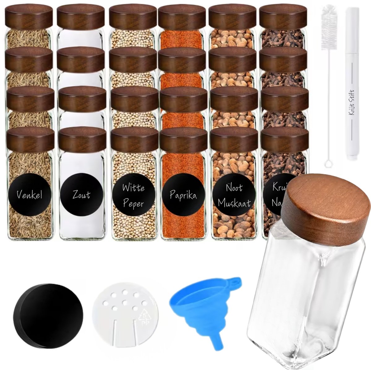 24 Glazen Kruidenpotjes