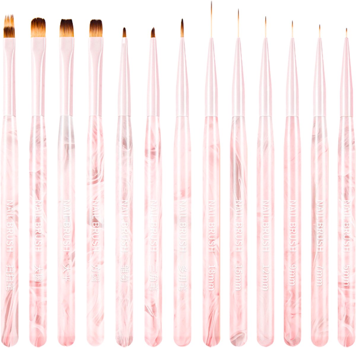 13 delige Nail Art Penselen Set Roze
