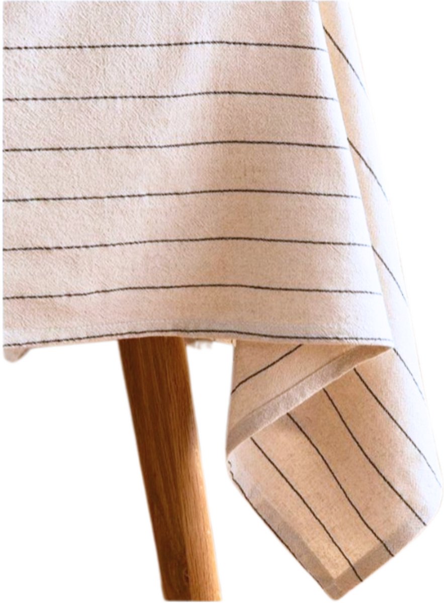 Tafelkleed Creme Gestreept 135x240cm