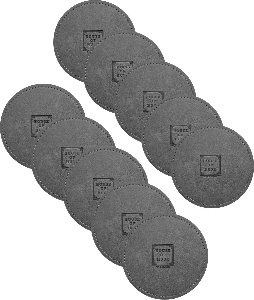 PU Onderzetters 10 Stuks Donker Grijs