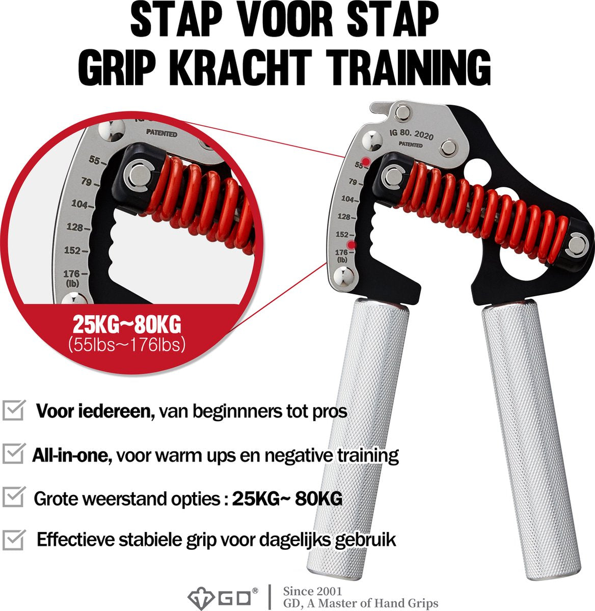 Iron Grip 80 Light Handtrainer 25KG tot 80KG Verstelbaar