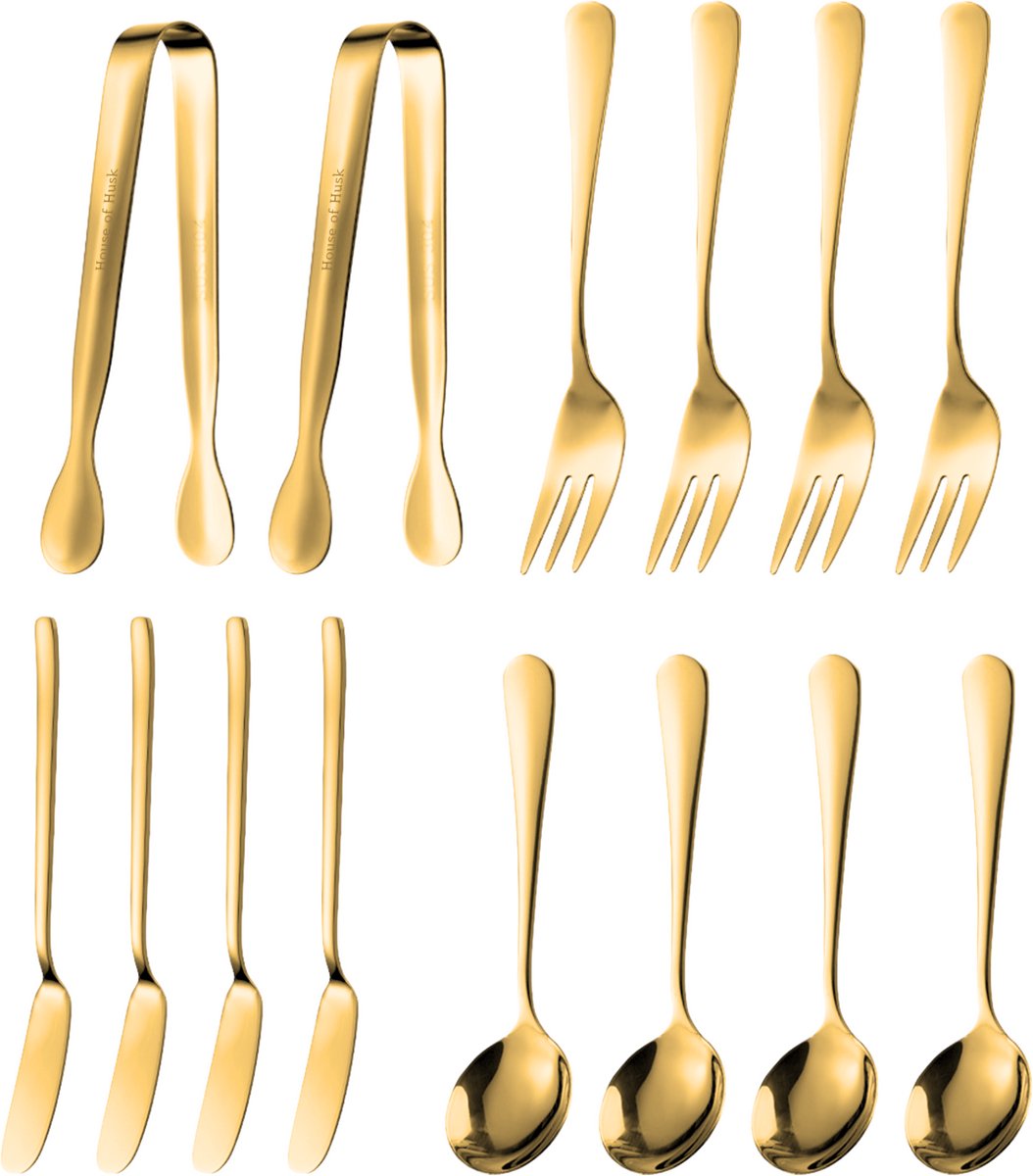 14 Delige Mini Serveerset Goud