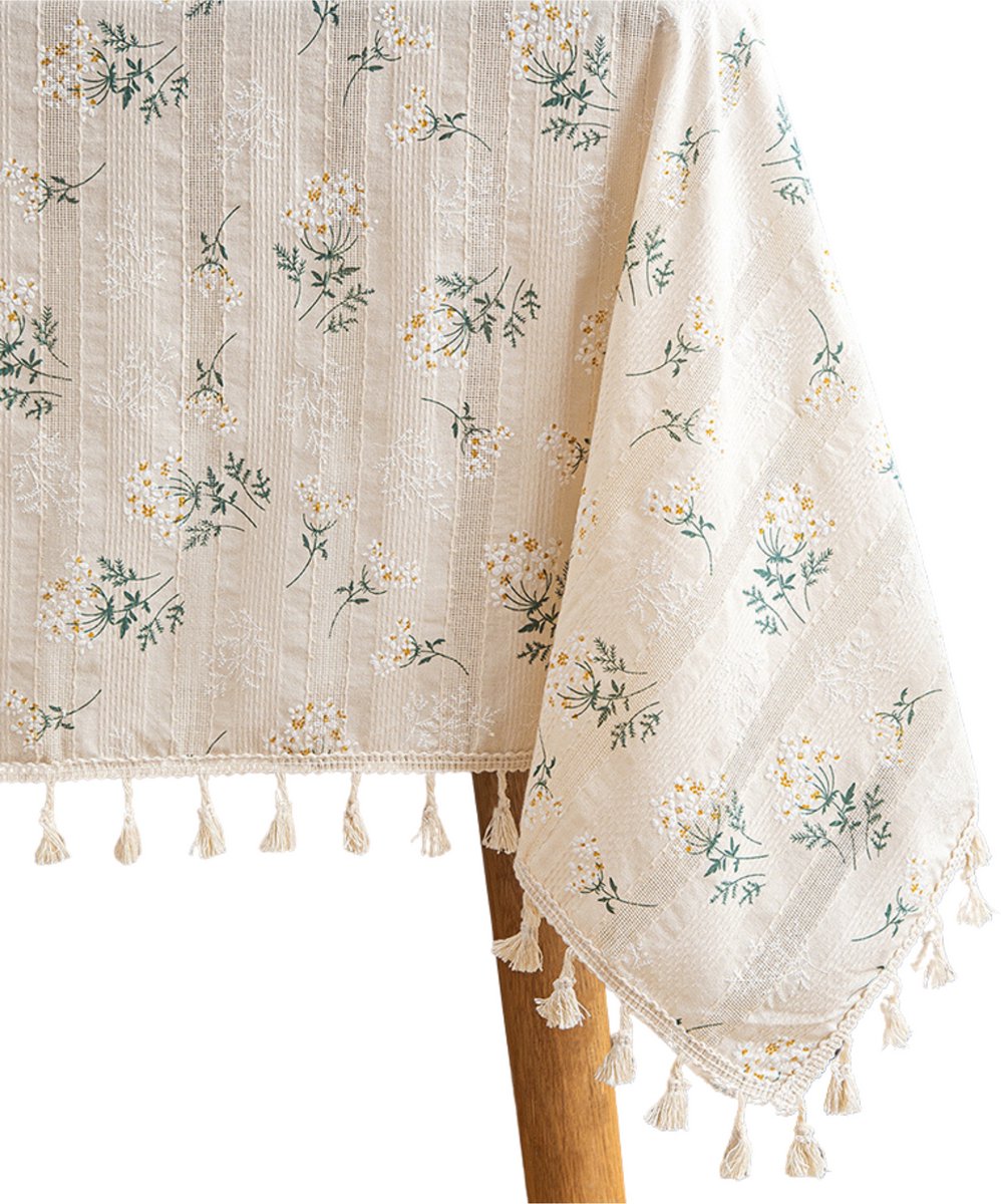 Tafelkleed Creme Groen Gebloemd 140x240cm
