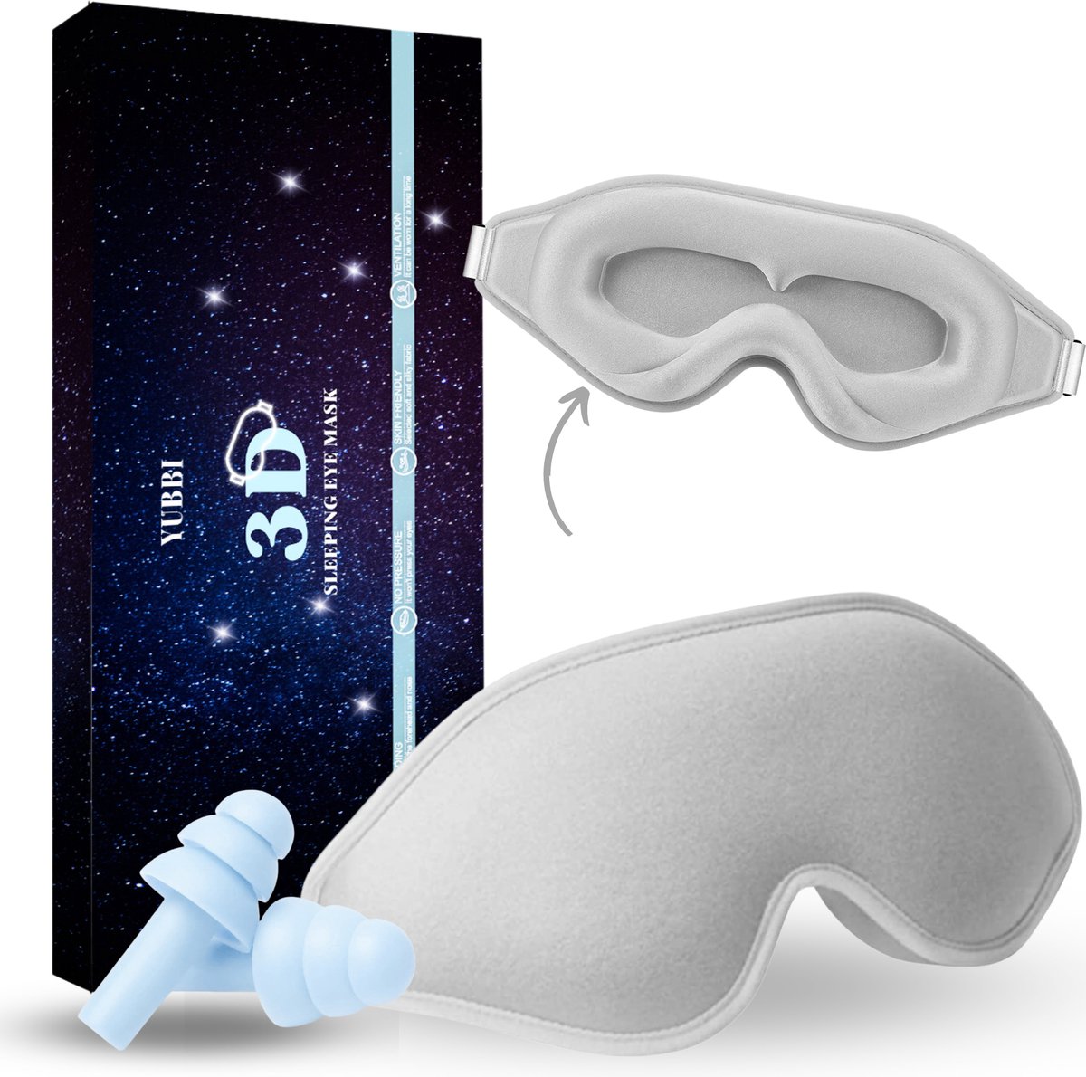 Satijnen 3D Slaapmasker met Geluidsdempende