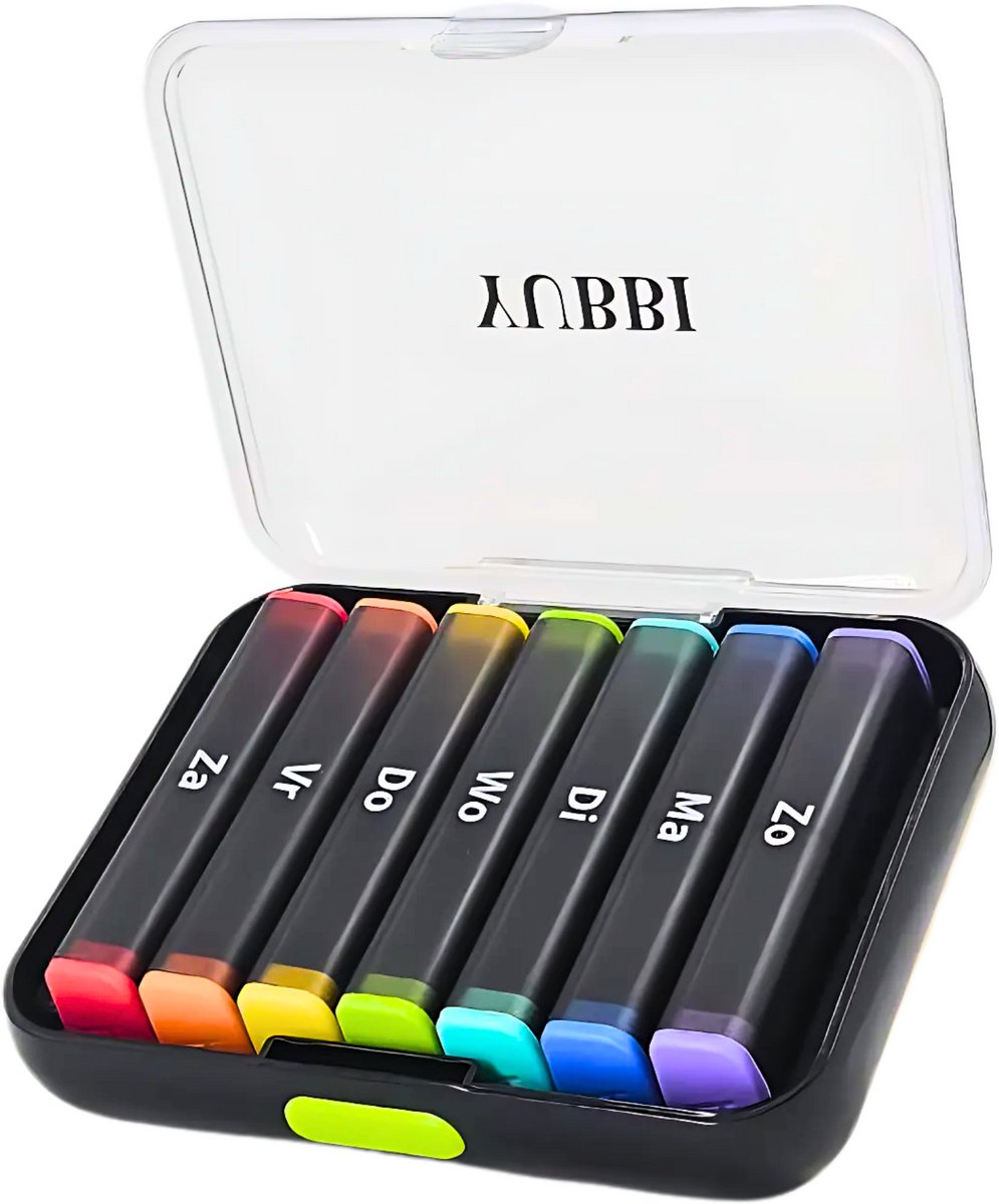 Pillendoos 7 Dagen 2 Dagdelen Zwart