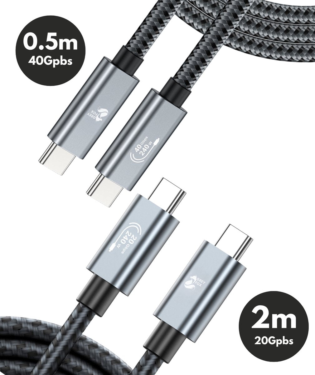 Power Charge USB-C Oplaadkabels 2 Stuks
