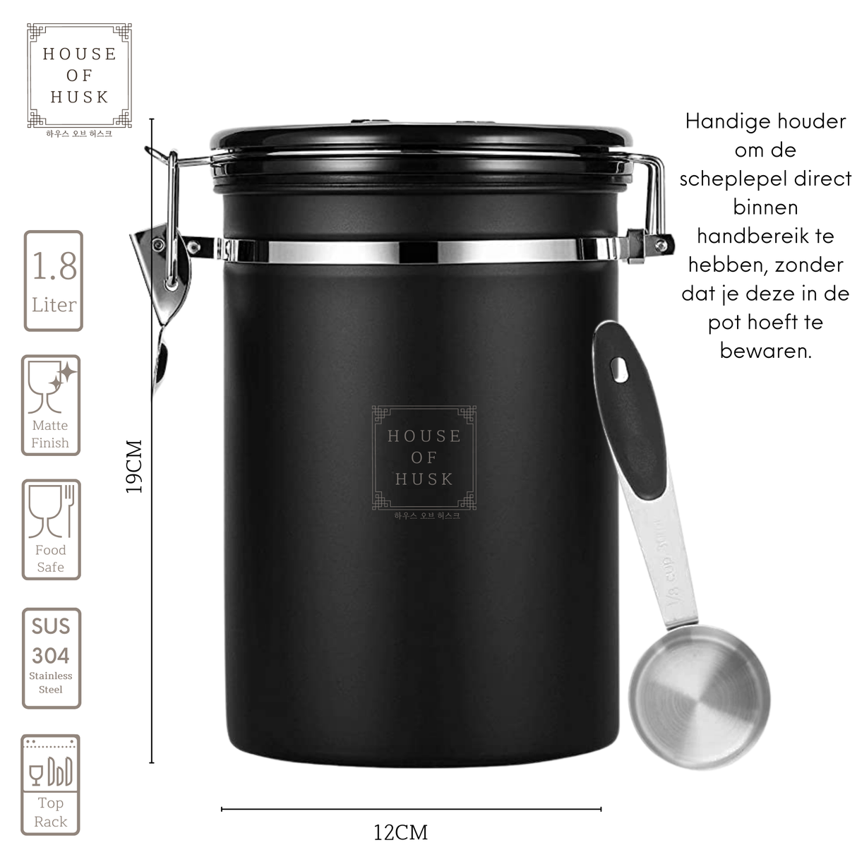 Koffieblik met CO² Ventilatie Zwart