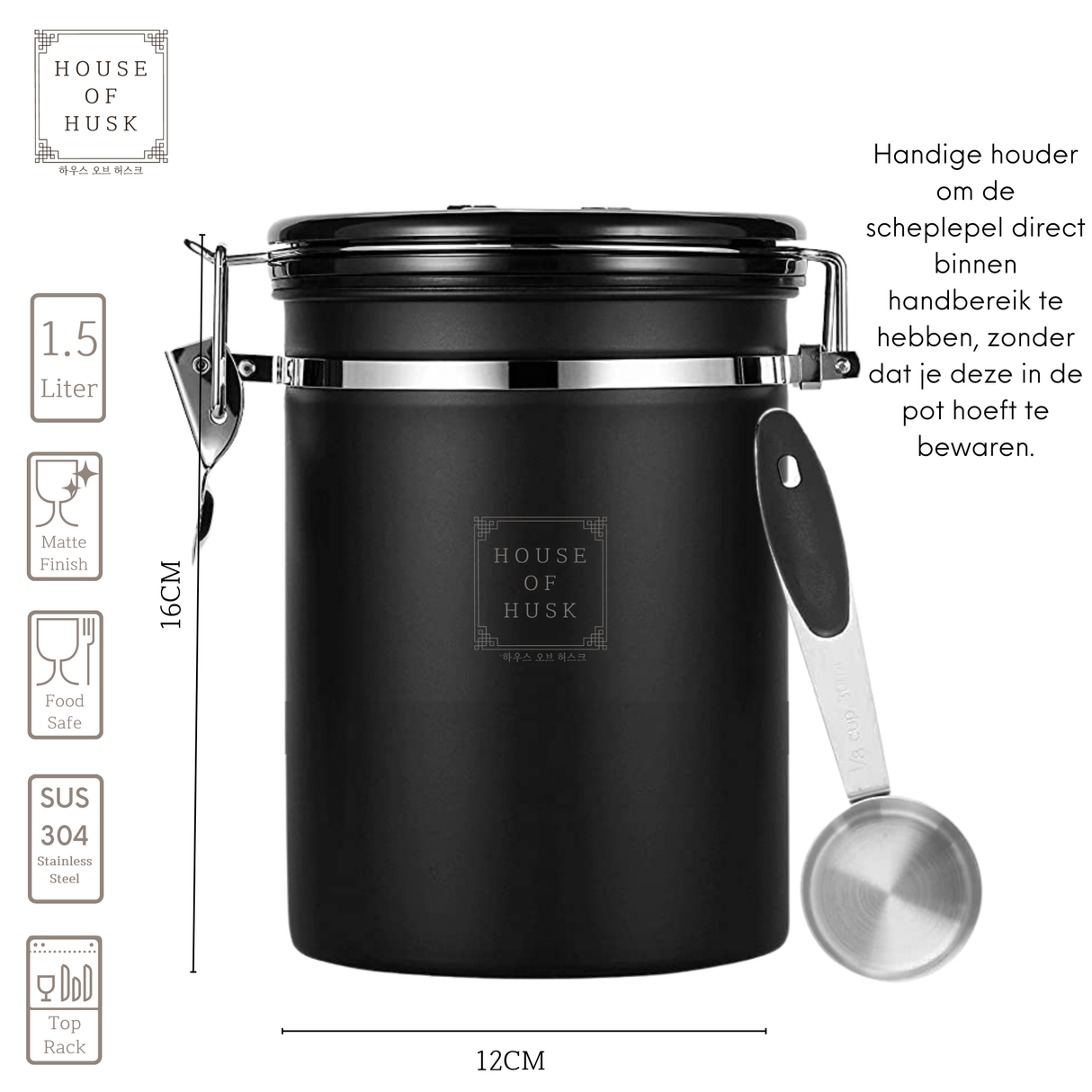 Koffieblik met CO² Ventilatie Zwart