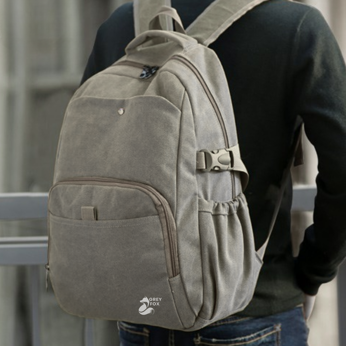 Canvas Laptop Rugzak 15.6inch 24L Khaki