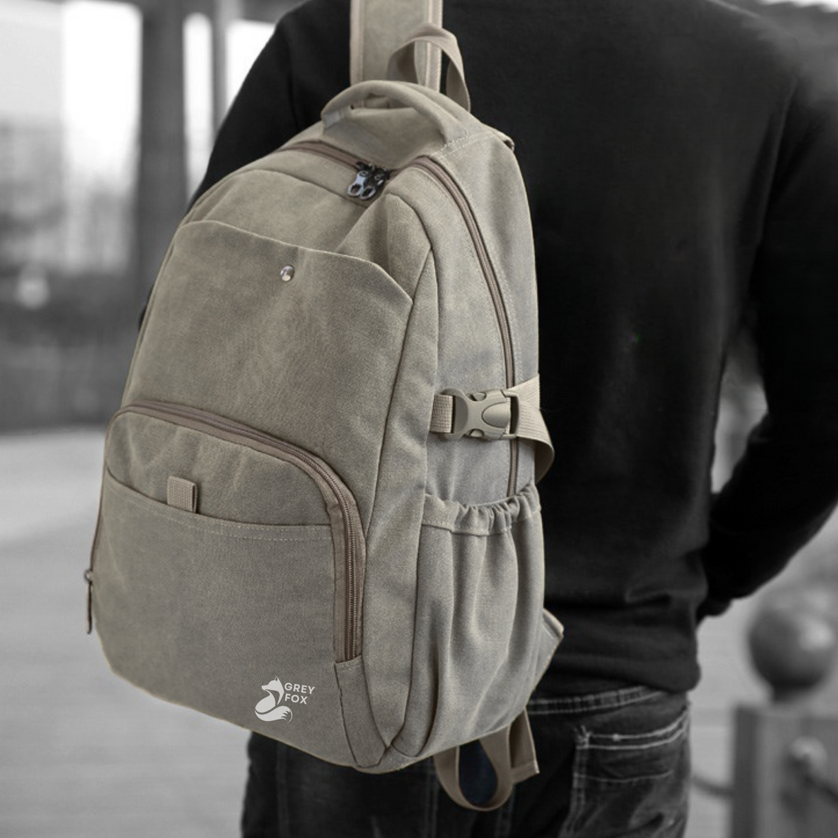 Canvas Laptop Rugzak 15.6inch 24L Khaki