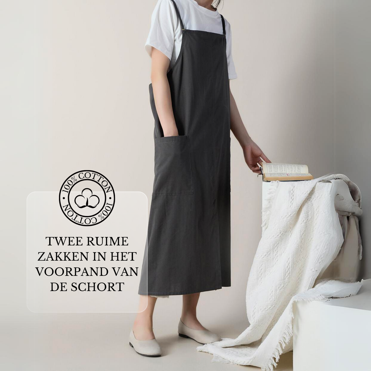 Keukenschort 'Lennie' Grijs