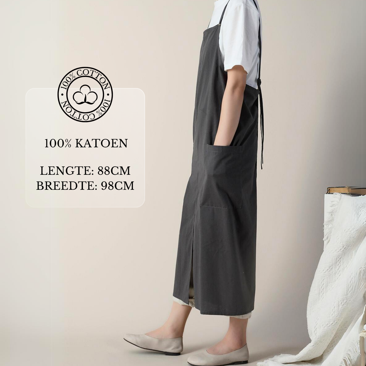 Keukenschort 'Lennie' Grijs