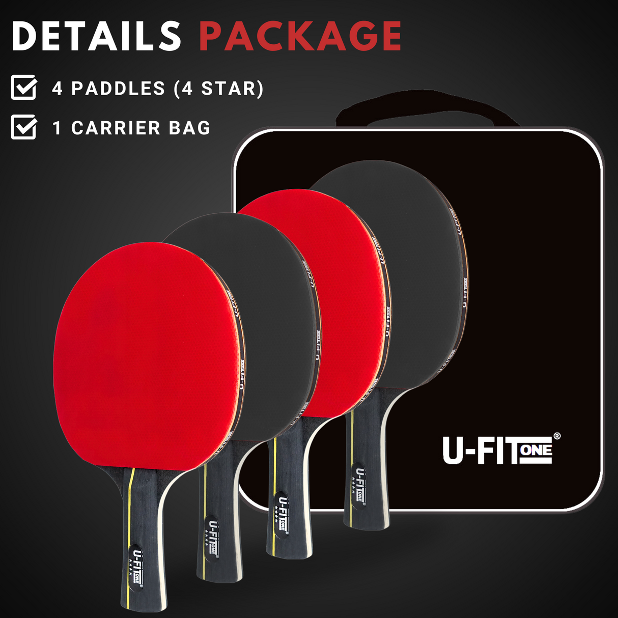 Premium Tafeltennis Batjes 4 Stuks 4 Star