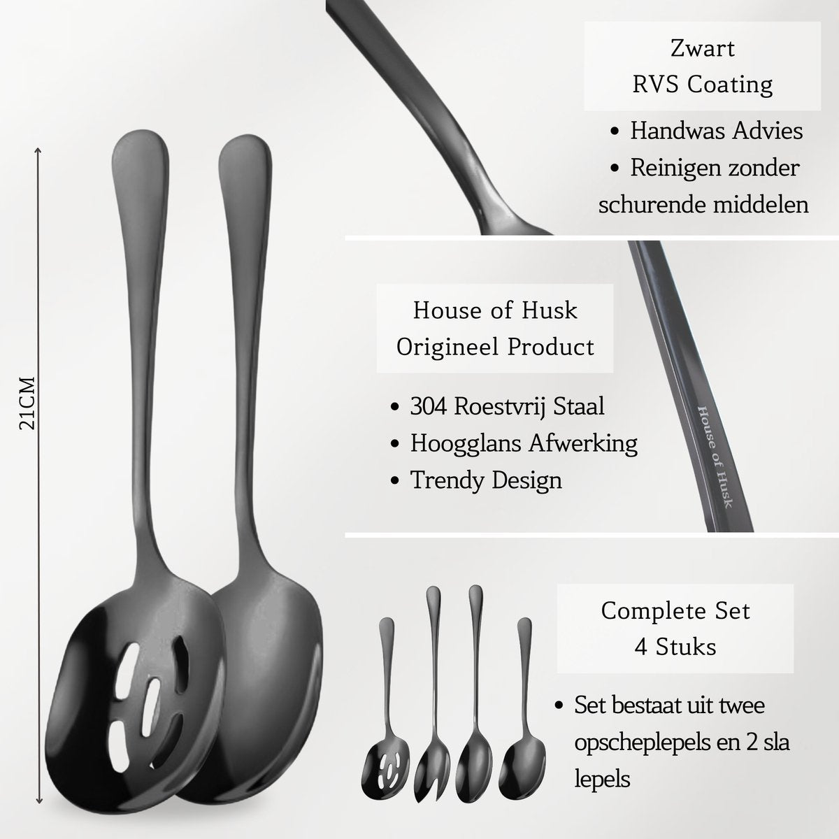 Opscheplepel Zwart Mix Set