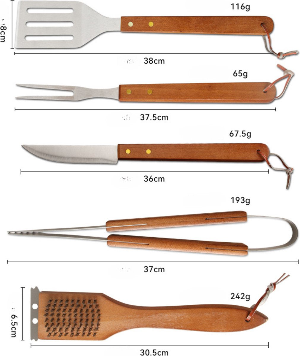 Barbeque Kookgerei Hout Set