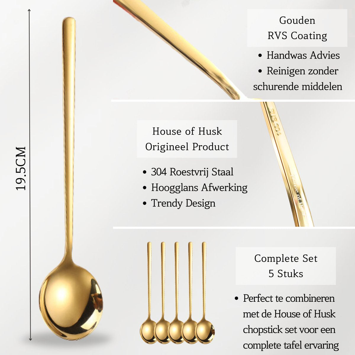 Koreaanse Eetlepel 5 Stuks Goud
