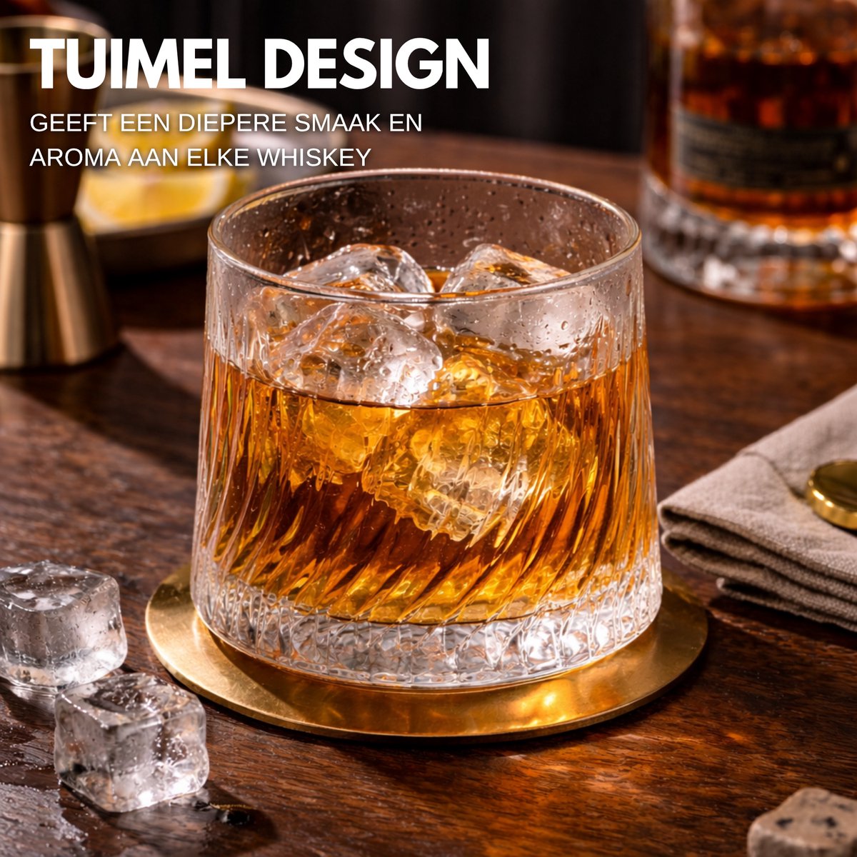 Premium Whiskey Glazen 270ml 'Stream'