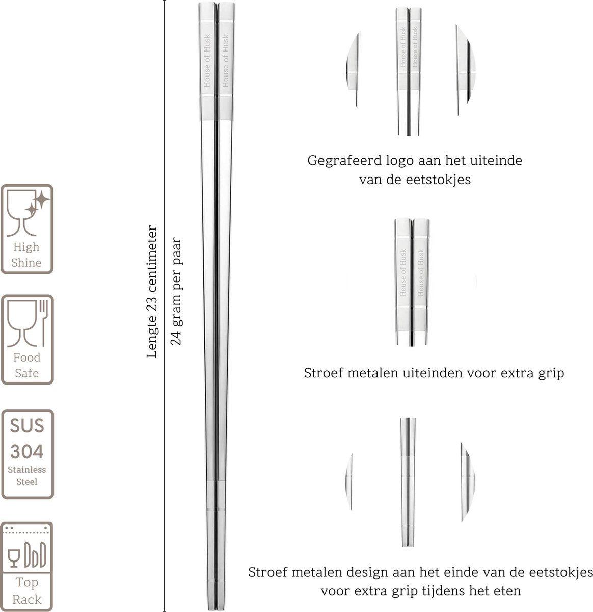 Chopstick Set Lux Zilver
