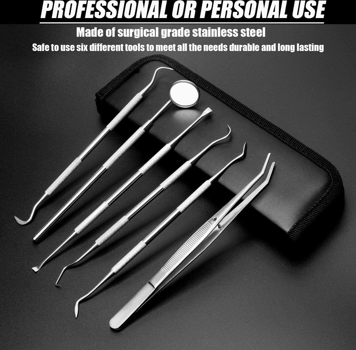 6 Delige RVS Tandarts Set met Etui