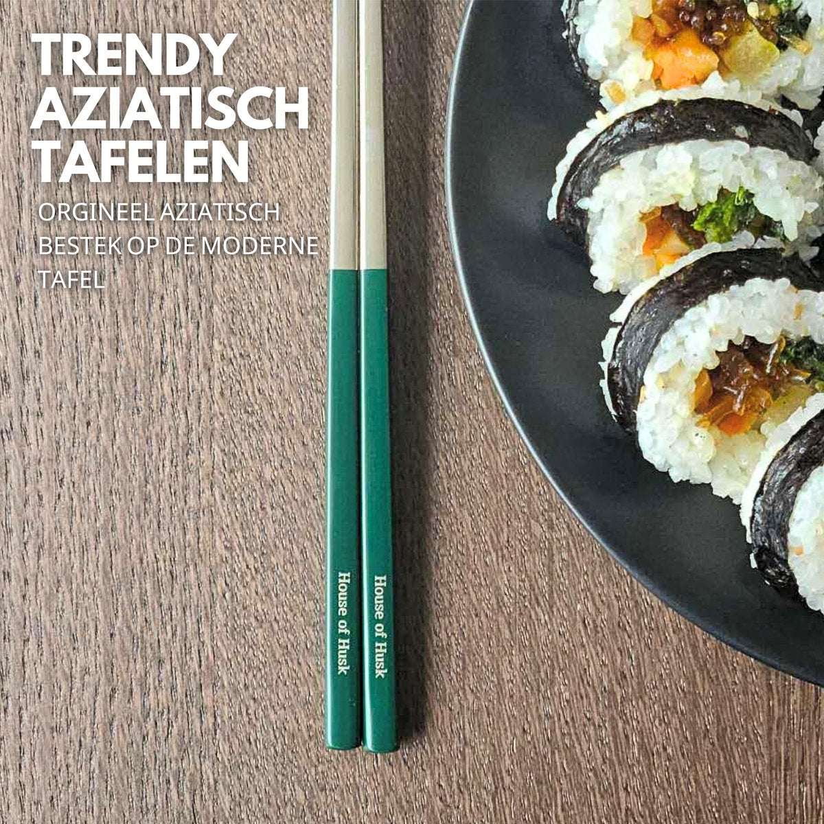 Chopstick Set Groen Zilver