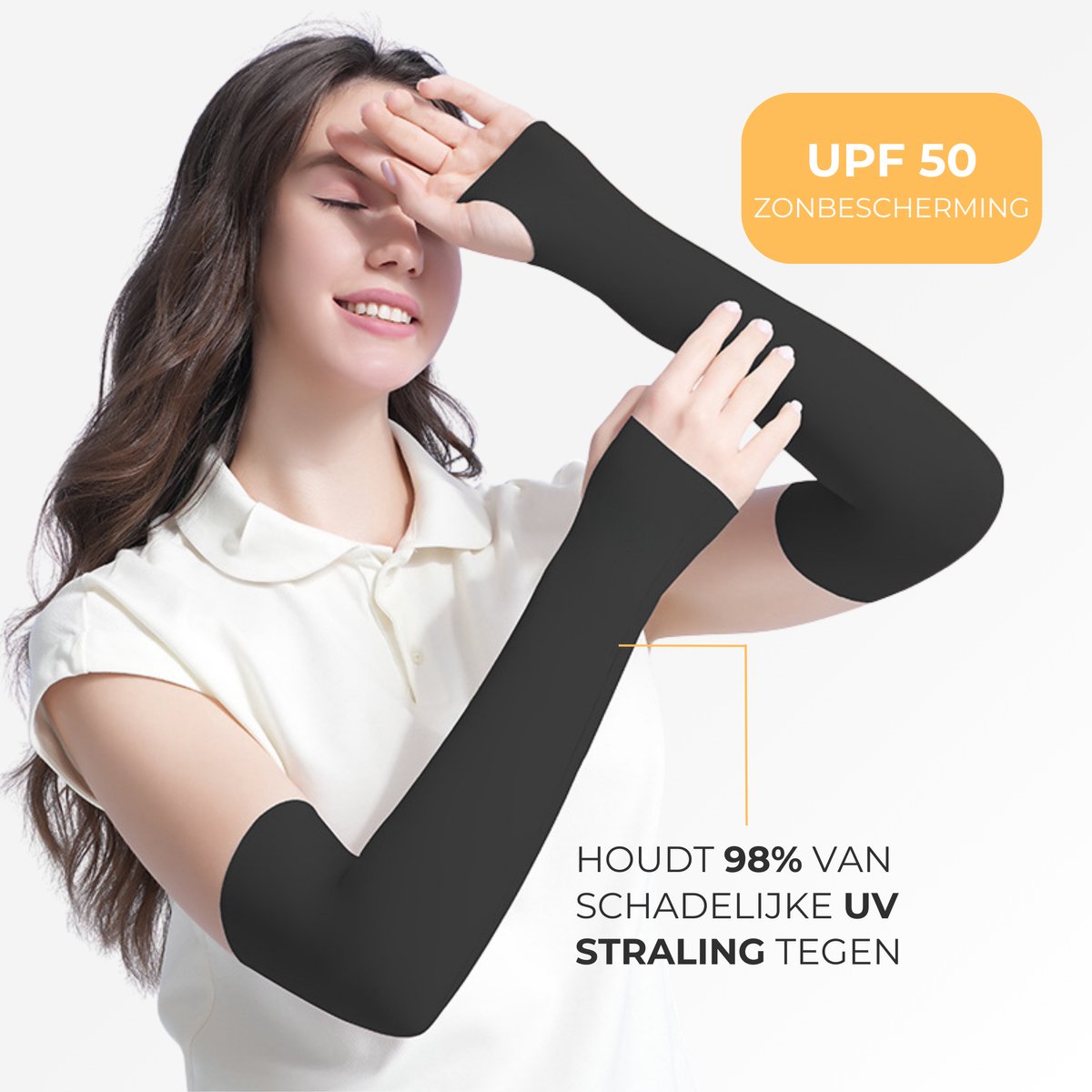 UPF 50+ UV Bescherming Arm Sleeves 2 Stuks Zwart