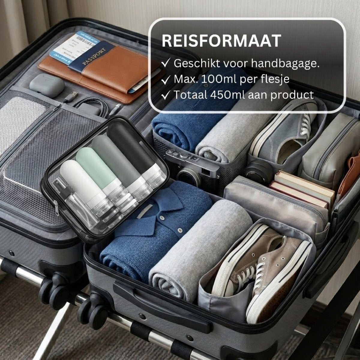 Luxe Siliconen Reisflesjes Set Zwart Grijs