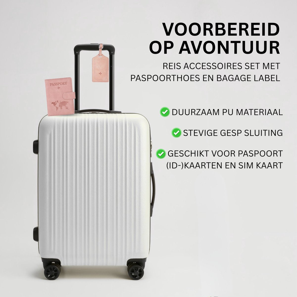Paspoort Hoesje met Bagagelabel Roze