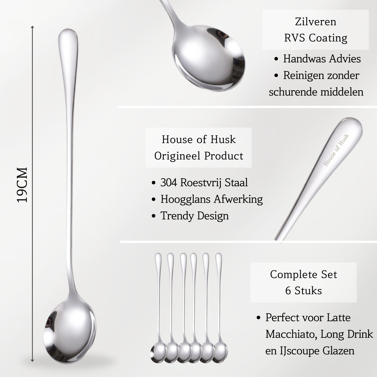 Latte Macchiato 19cm Lepels Zilver