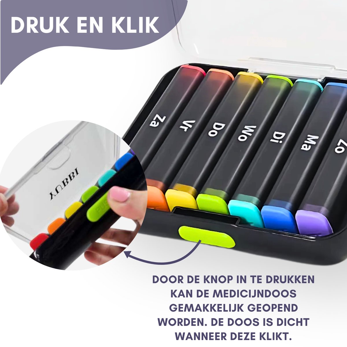 Pillendoos 7 Dagen 2 Dagdelen Zwart