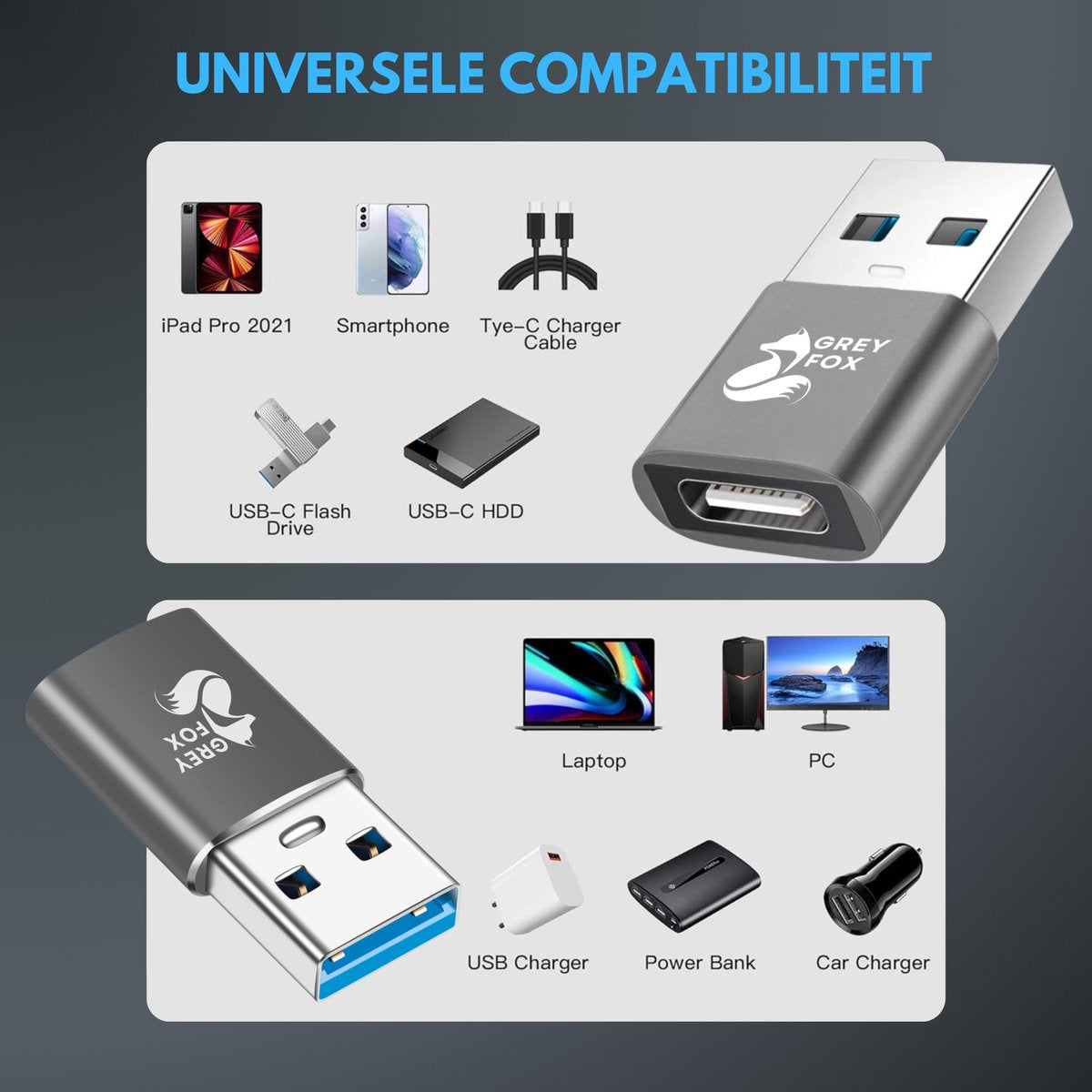 USB-A 3.2 naar USB-C Converter 4 Stuks