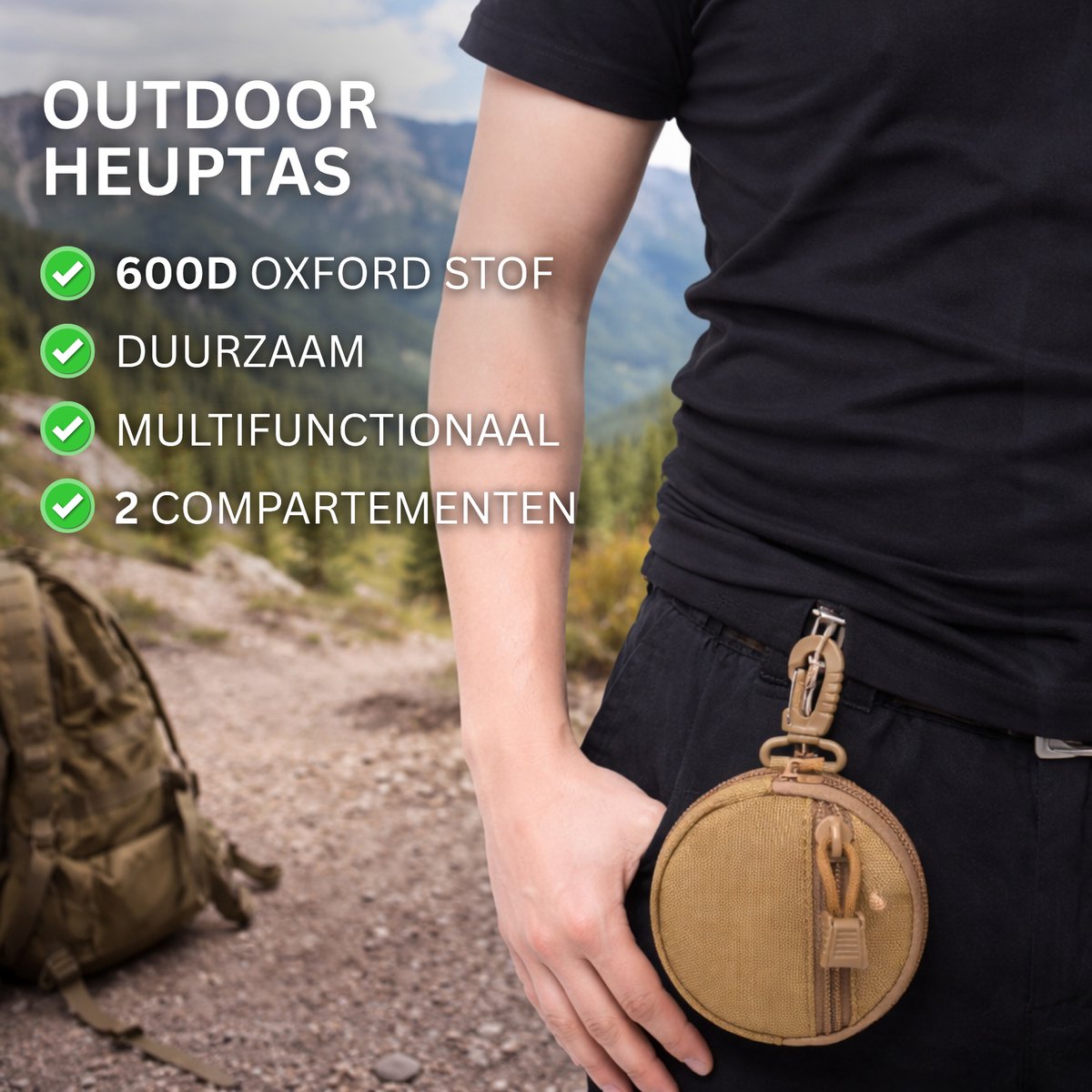 Heuptas met Karbijnhaak 2 Stuks Bruin