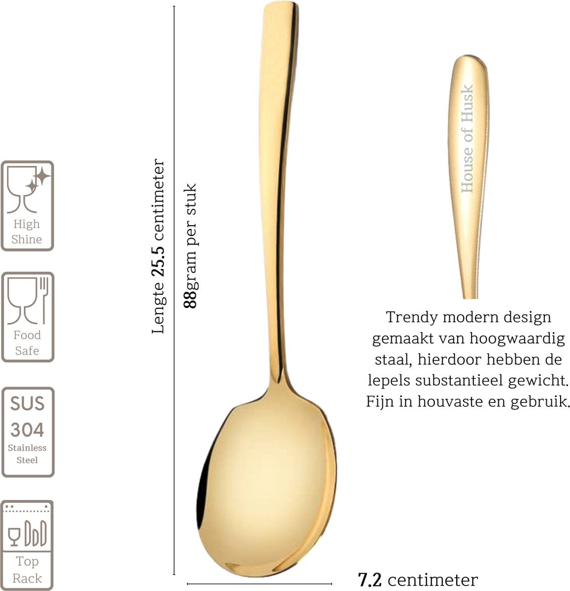 Opscheplepel 25.5cm Goud Set