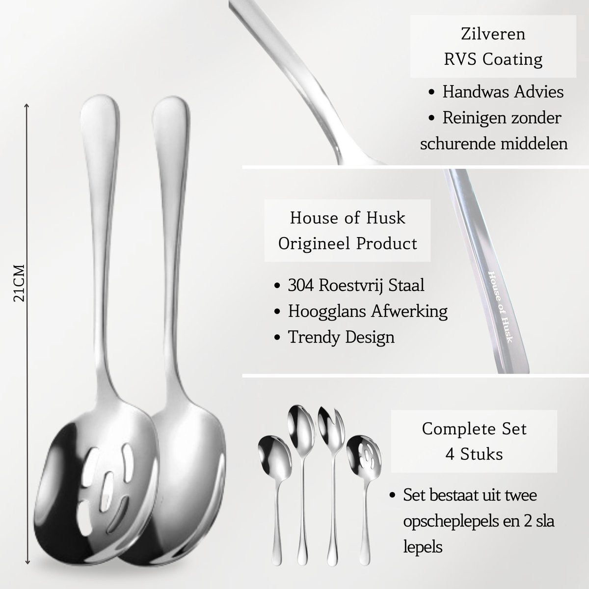 Opscheplepel Zilver Mix Set