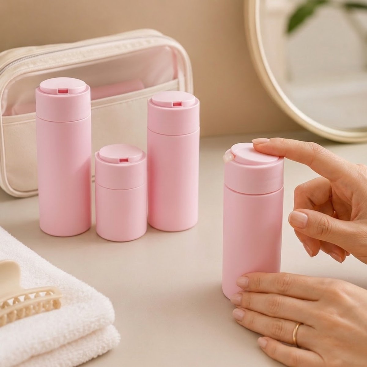 Reisflesjes met Etui Roze