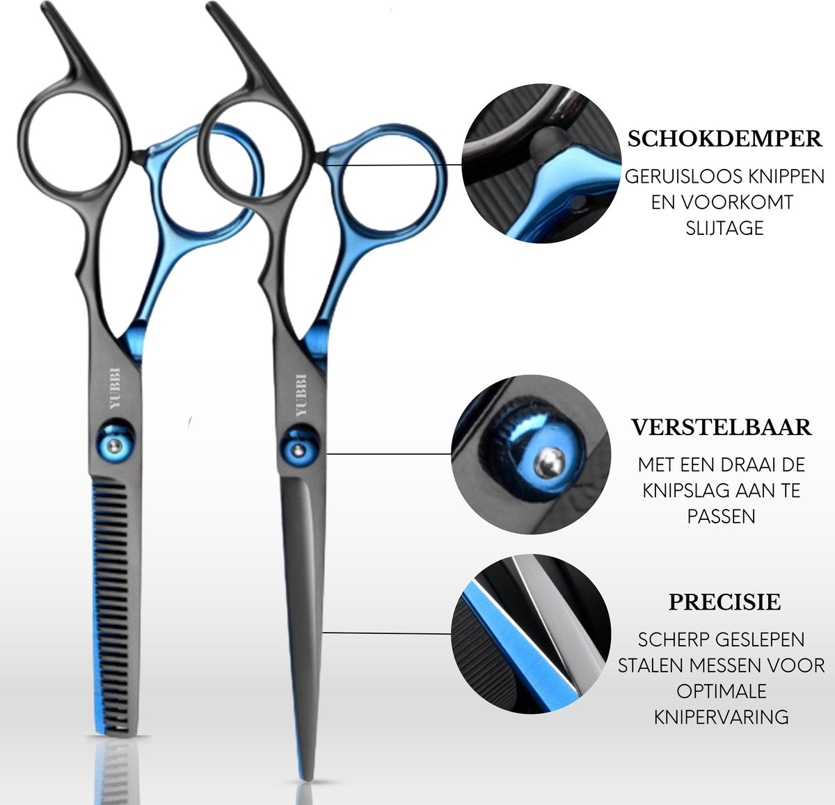 Kappersscharen Set 10-delig Zwart-Blauw