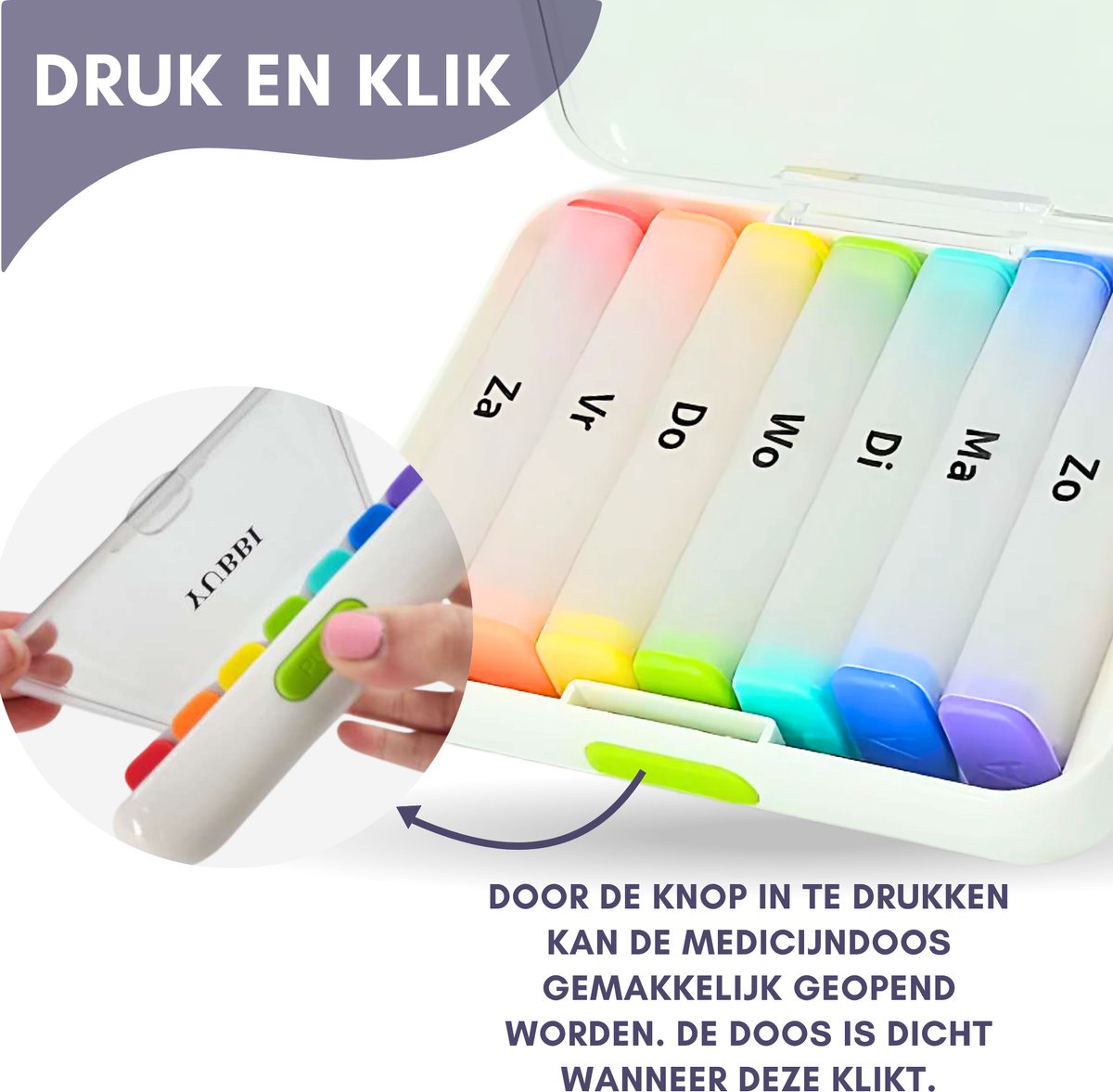 Pillendoos 7 Dagen 2 Dagdelen Wit