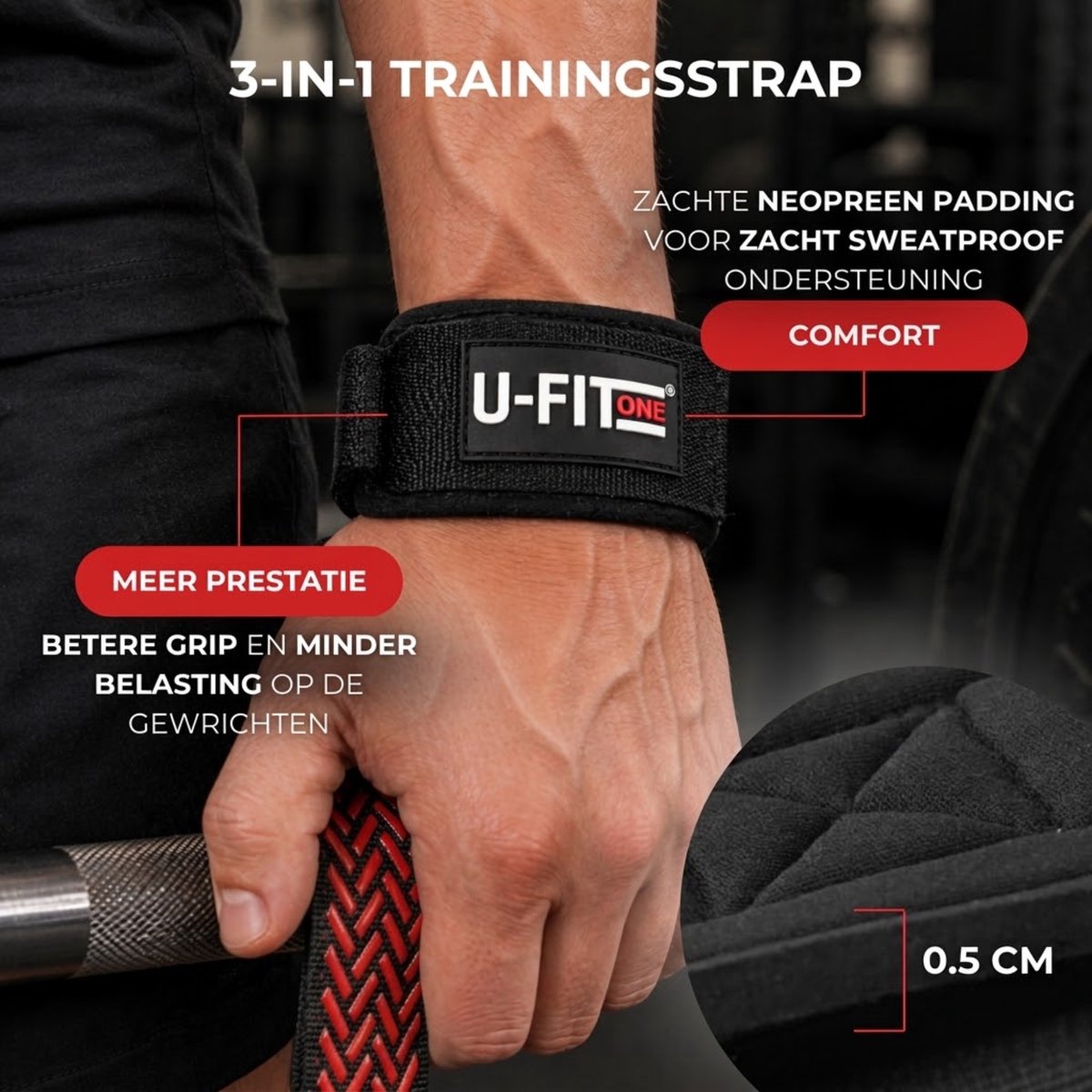 3 in 1 Lifting Straps Rood