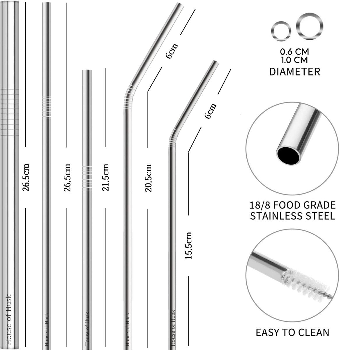 Metalen Rietjes Zilver 16 delig