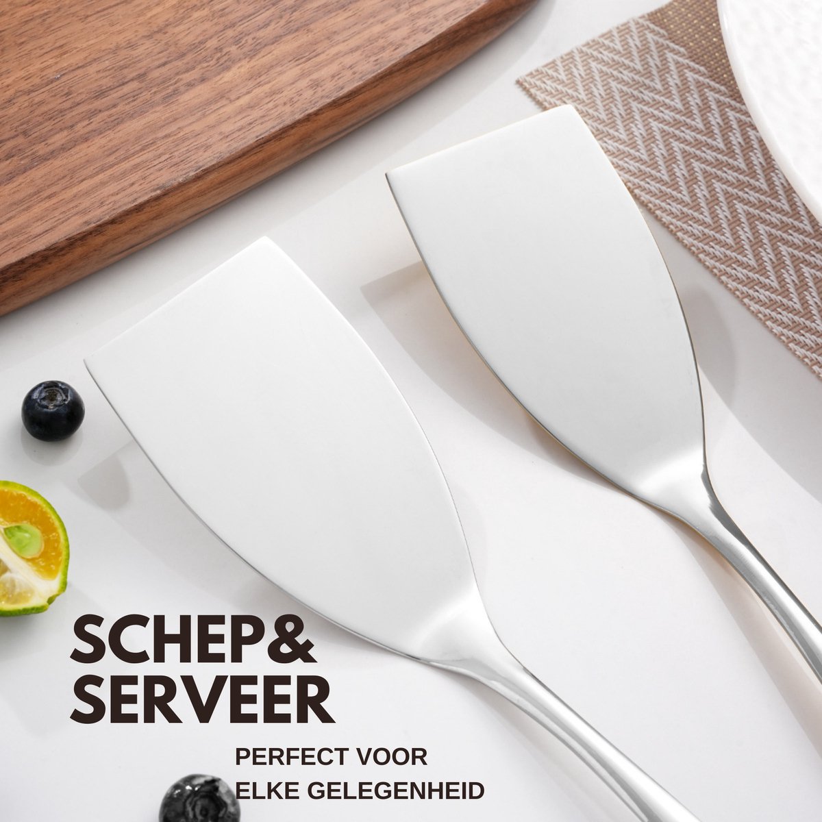 Platte Opscheplepel Spatel Set