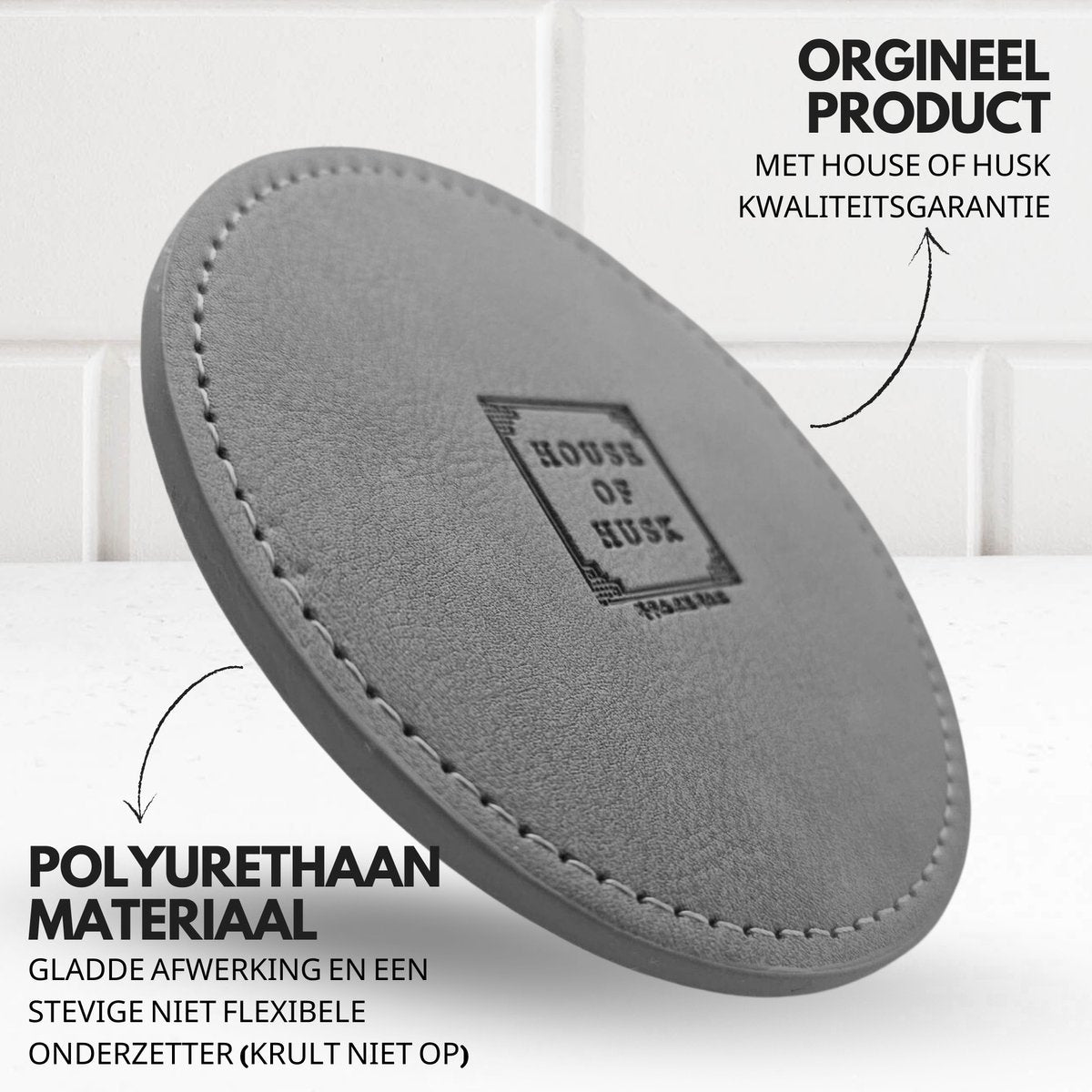 PU Onderzetters 10 Stuks Donker Grijs