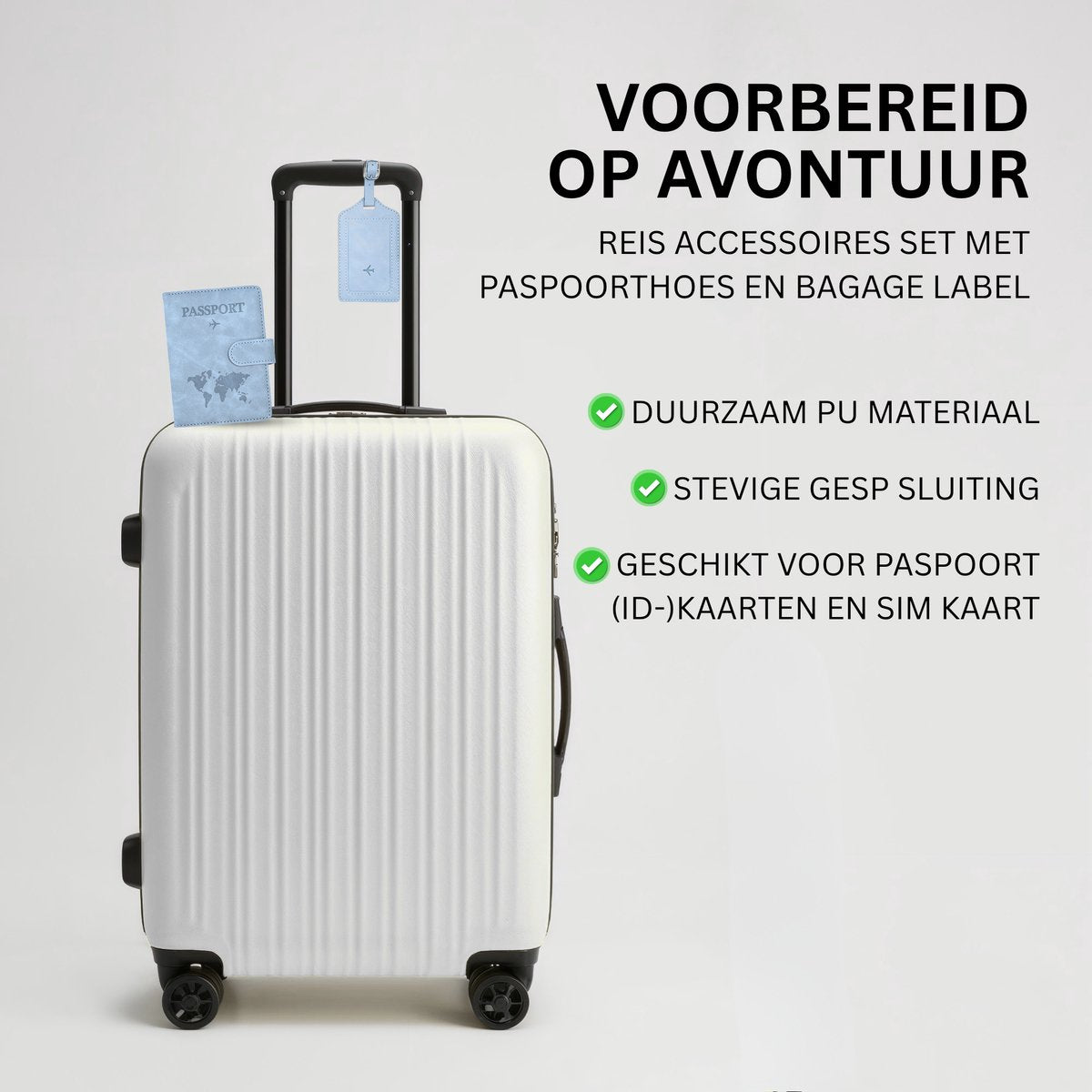 Paspoort Hoesje met Bagagelabel Licht Blauw
