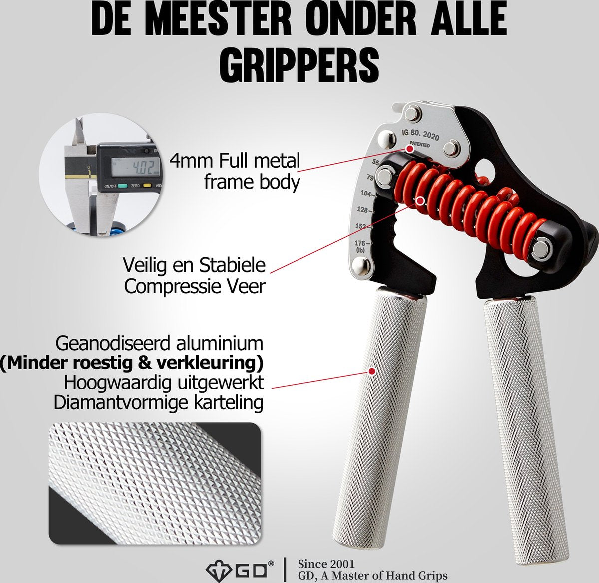 Iron Grip 80 Light Handtrainer 25KG tot 80KG Verstelbaar