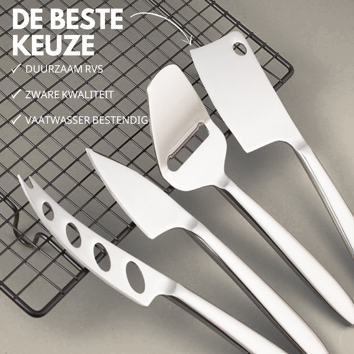 Kaasmessen Set 20cm Zilver