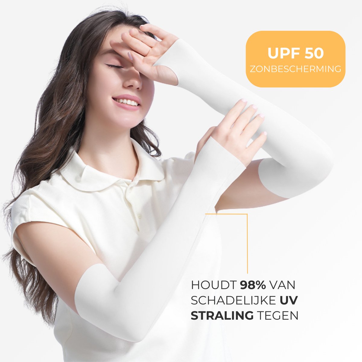 UPF 50+ UV Bescherming Arm Sleeves 2 Stuks Wit