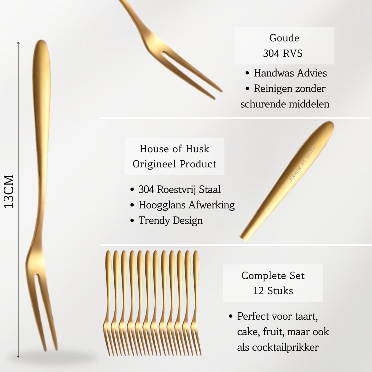 Dessertvorken Goud 12 Stuks