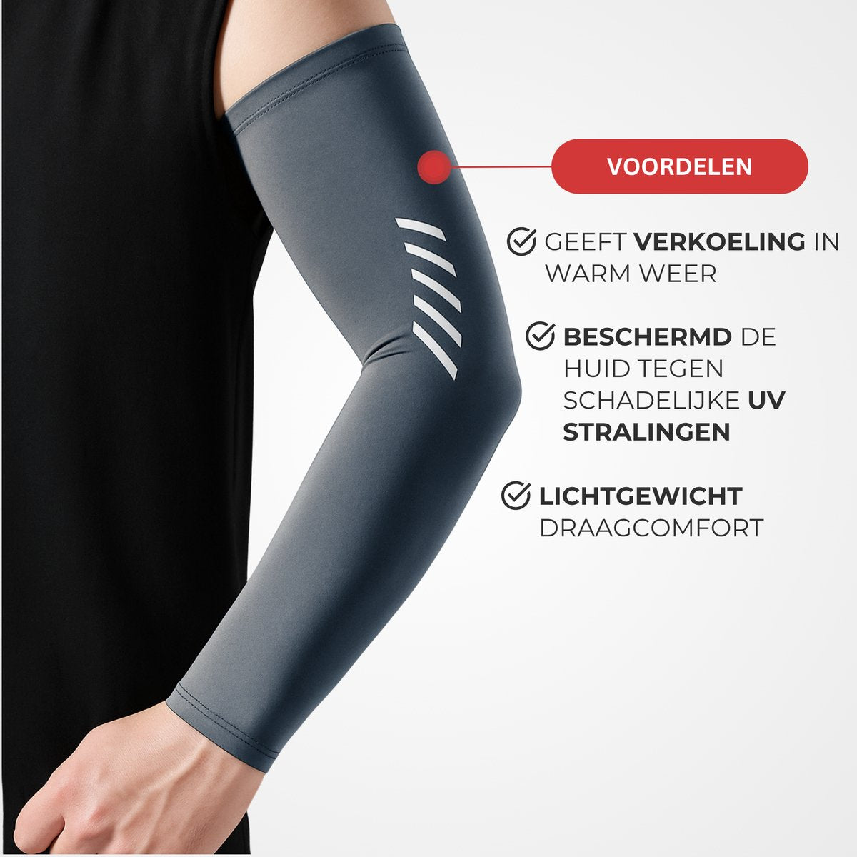 UPF 50+ UV Bescherming Arm Sleeves 2 Stuks Grijs