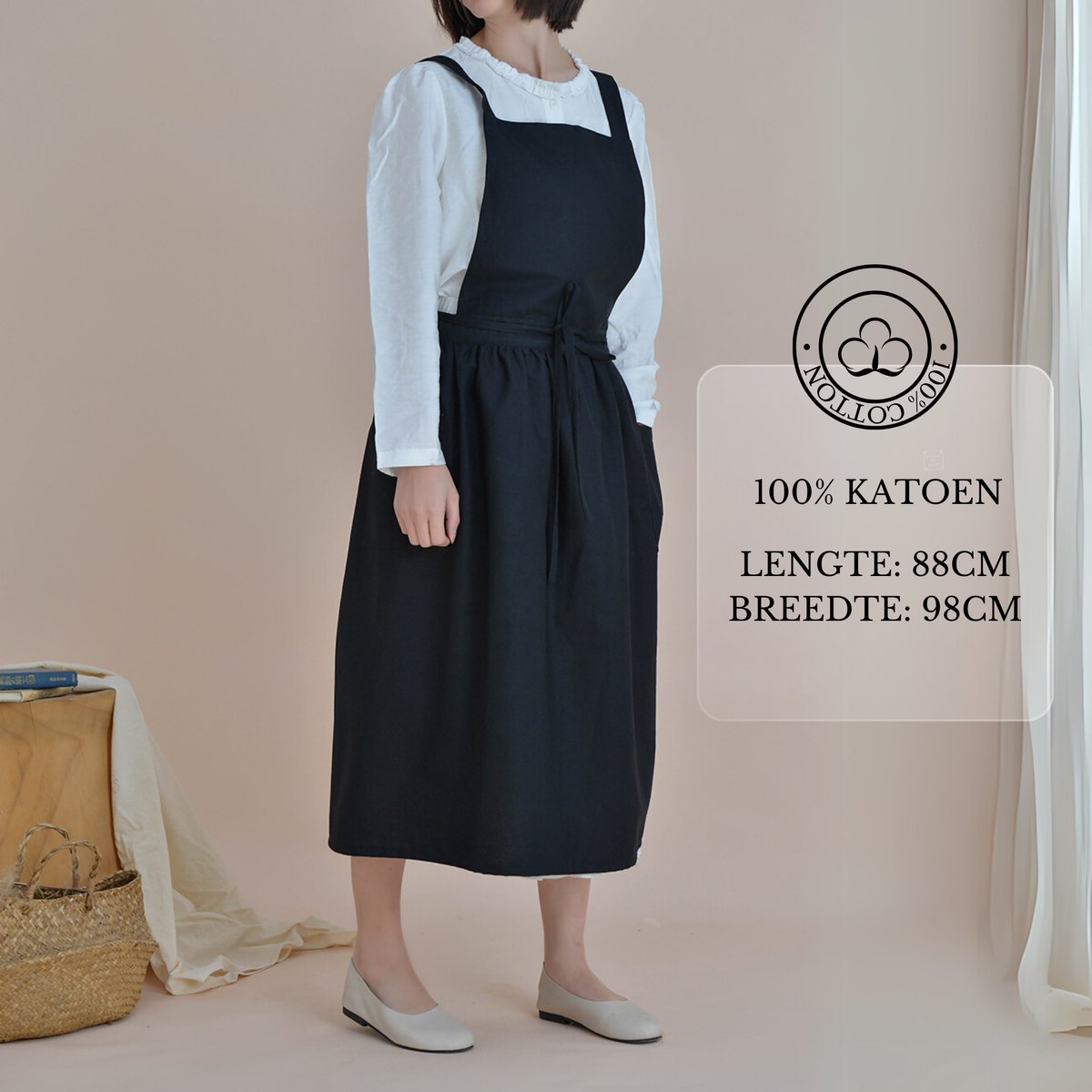 Keukenschort 'Ruffle' Zwart