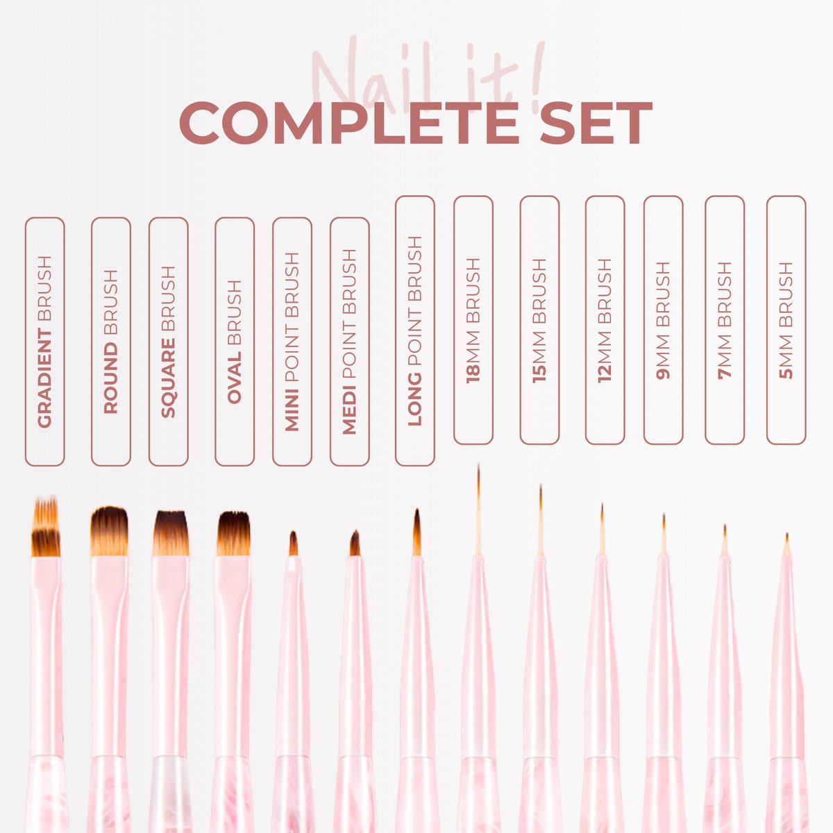 13 delige Nail Art Penselen Set Roze