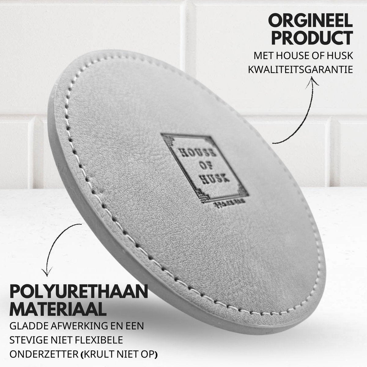 PU Onderzetters 10 Stuks Licht Grijs