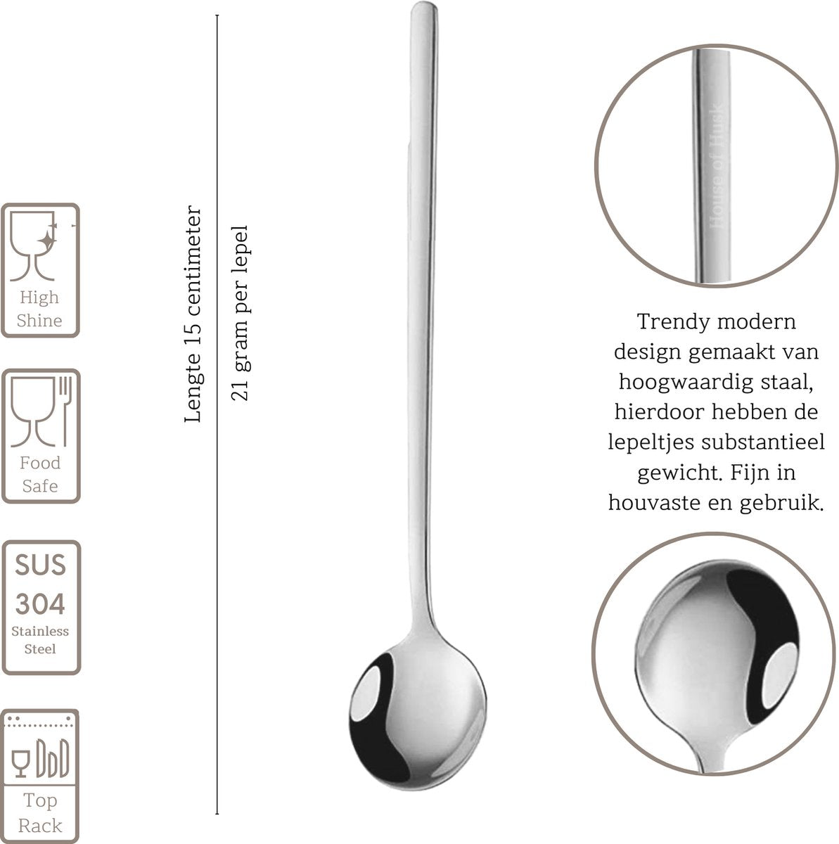 Theelepels 15cm Zilver 6 Stuks